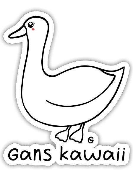 Gans kawaii - Sticker Größe S (10 x 10 cm) - Mattweiß - Vorne