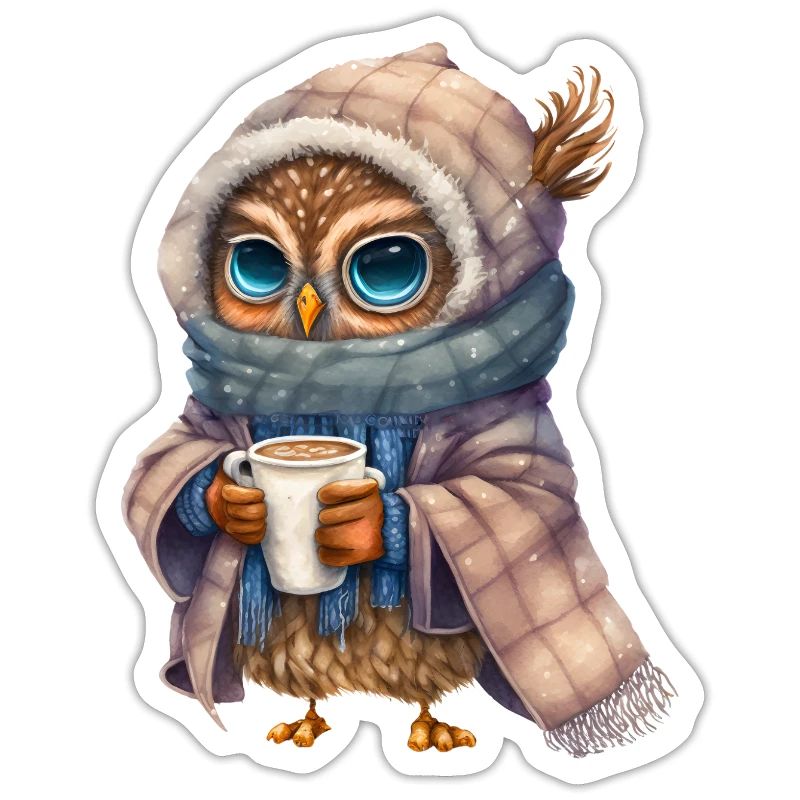Nette Eule mit Kaffee