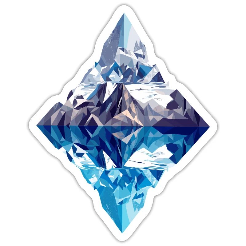Low Poly Mountain Abstract with Reflection in Water