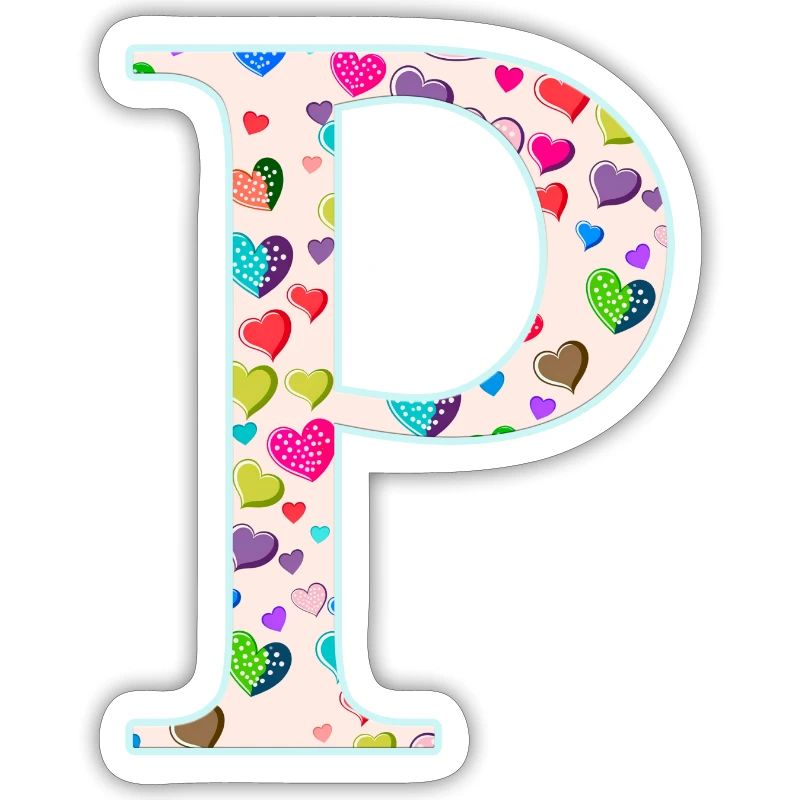 Customizable Monogram P Heart Pattern