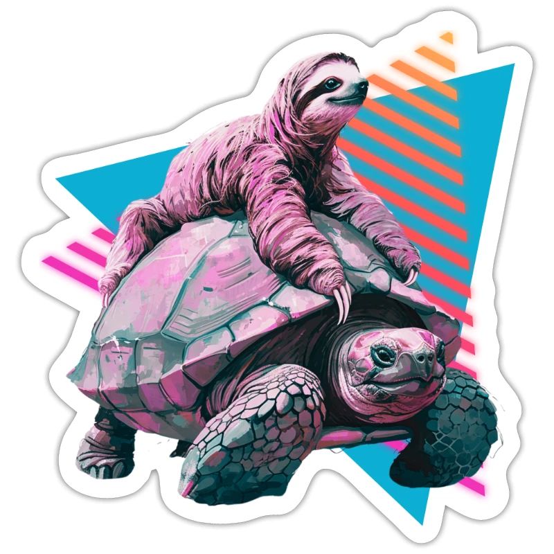 Sloth rides turtle