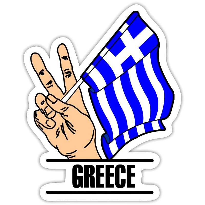 Drapeau Grèce signe de paix texte GRÈCE