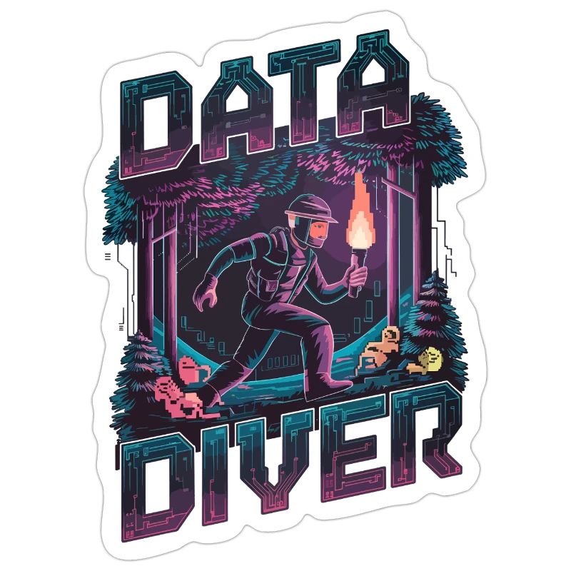 Data Diver Cyber Explorer Retro Tech Artwork