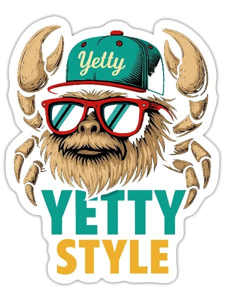 Graphisme Yeti Style Yetty - Sticker taille S (10 x 10 cm) - blanc mat - Devant