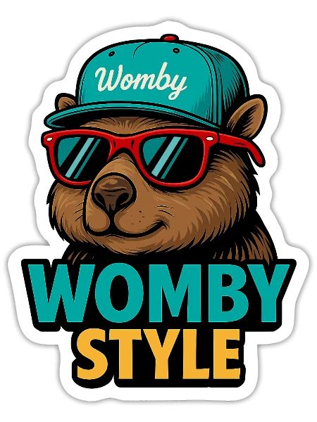 Womby Style Beaver with Sunglasses - Sticker size S (10 x 10 cm) - white matte - Front