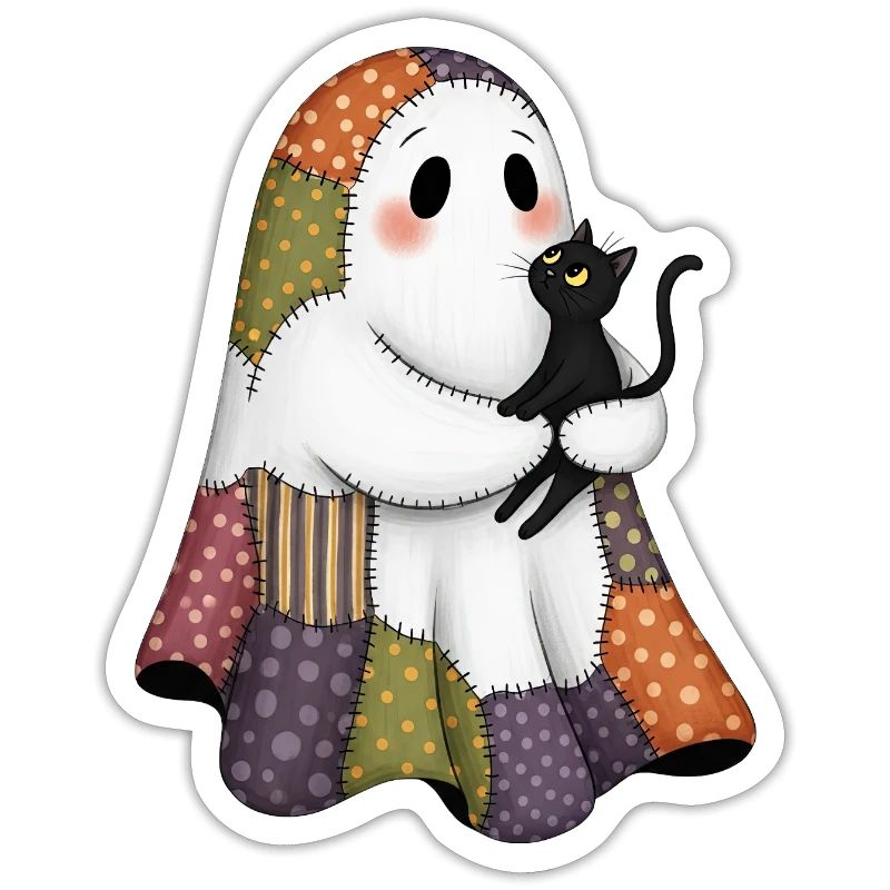 Patchwork Geist mit schwarze Katze