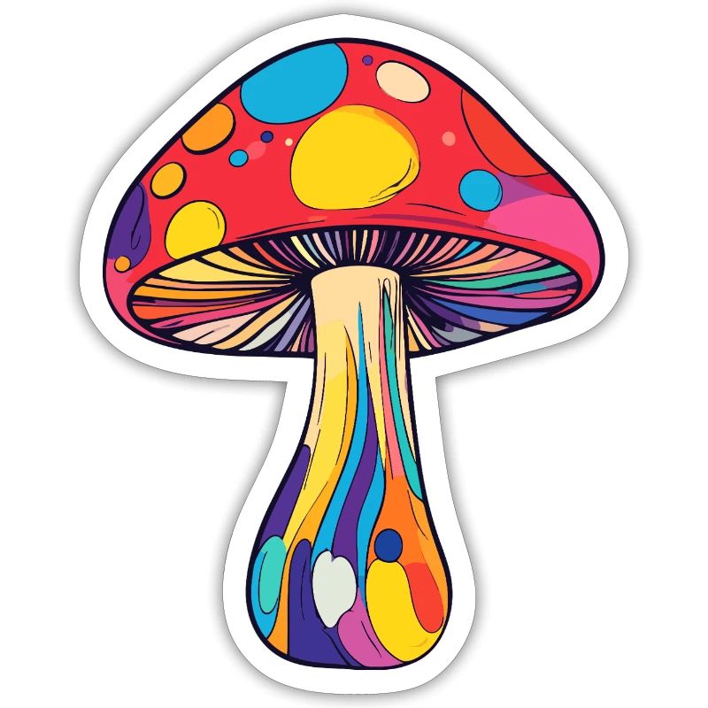 Colorful Toadstool Psychedelic Rainbow Mushroom