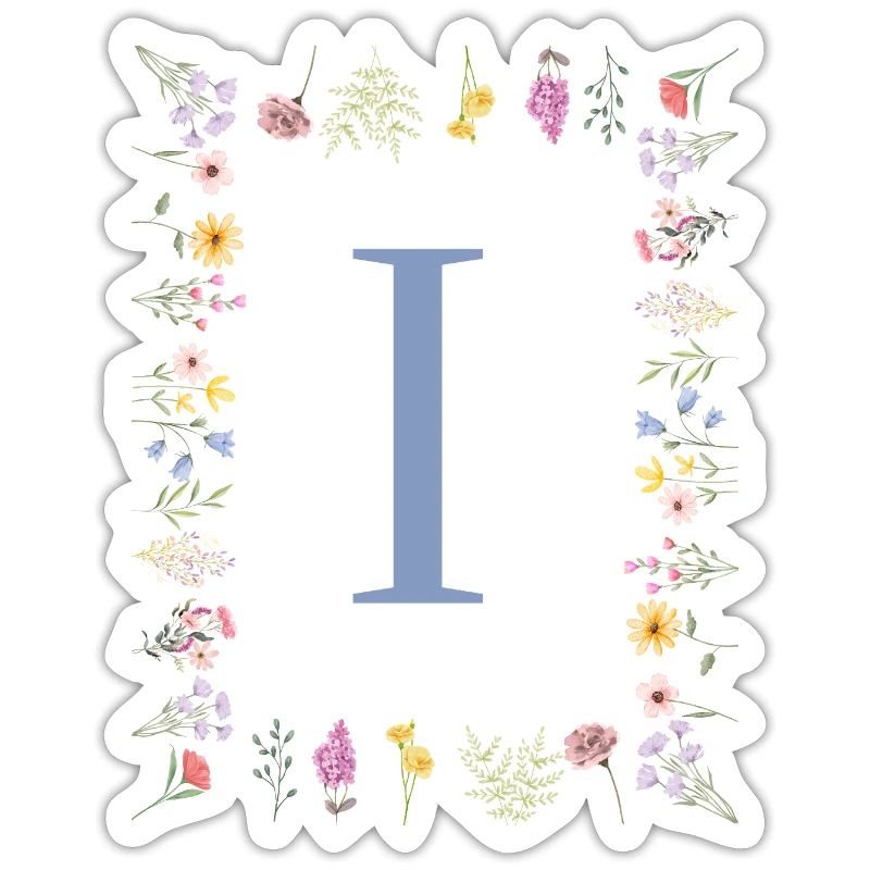 Florale Initial "I" Blumenmonogramm