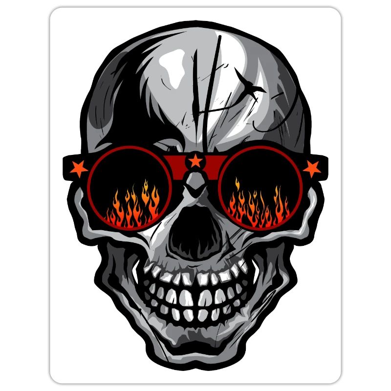 skull bezel round flame fire