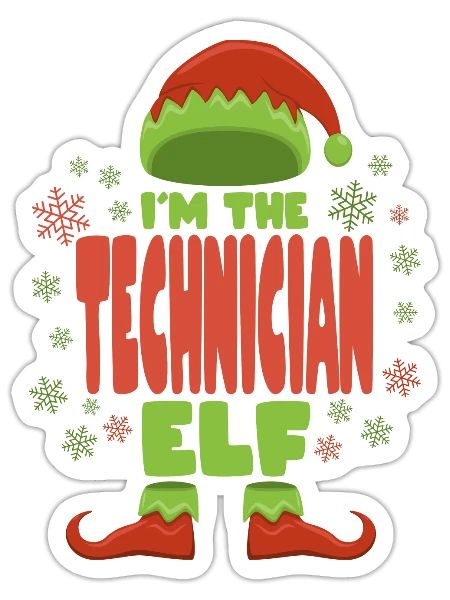 Techniker Weihnachtself - Sticker Größe S (10 x 10 cm) - Mattweiß - Vorne