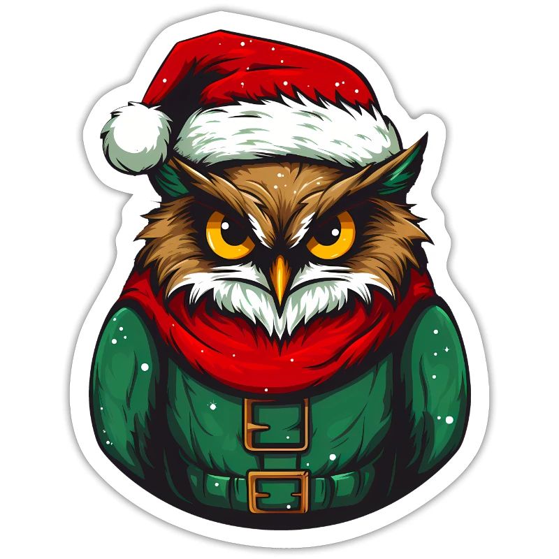 Hibou de Noël en pull vert