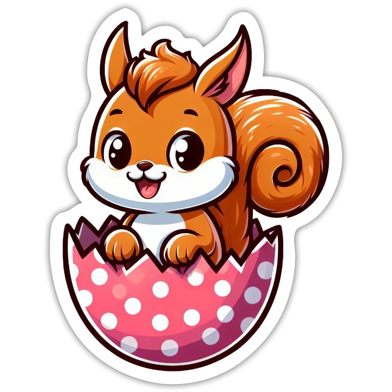 Écureuil mignon avec conception de bande dessinée d’oeuf de Pâques