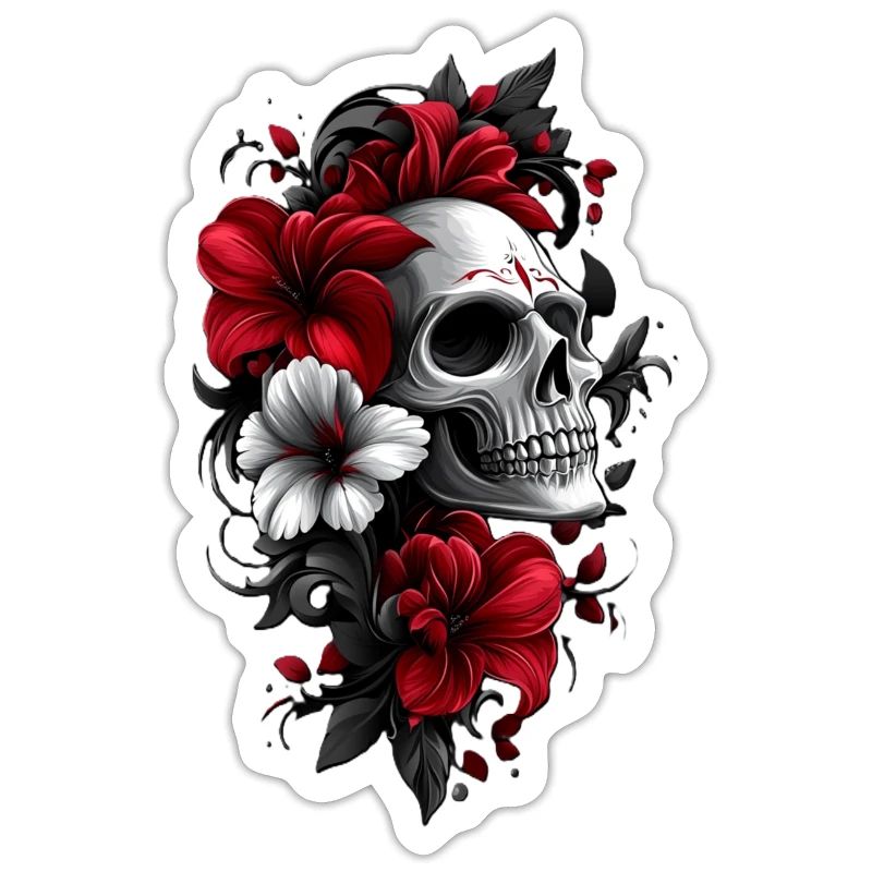 Crâne avec des fleurs