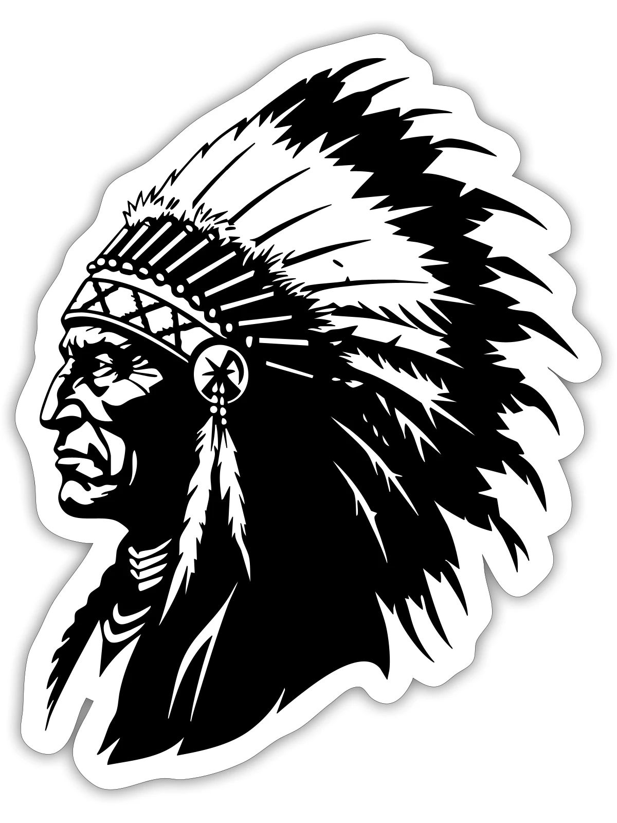 Indianerhäuptling - Sticker Größe S (10 x 10 cm) - Mattweiß - Vorne