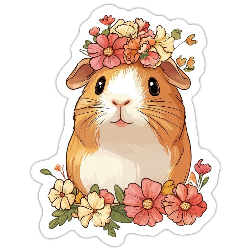 Cochon d’Inde avec des fleurs