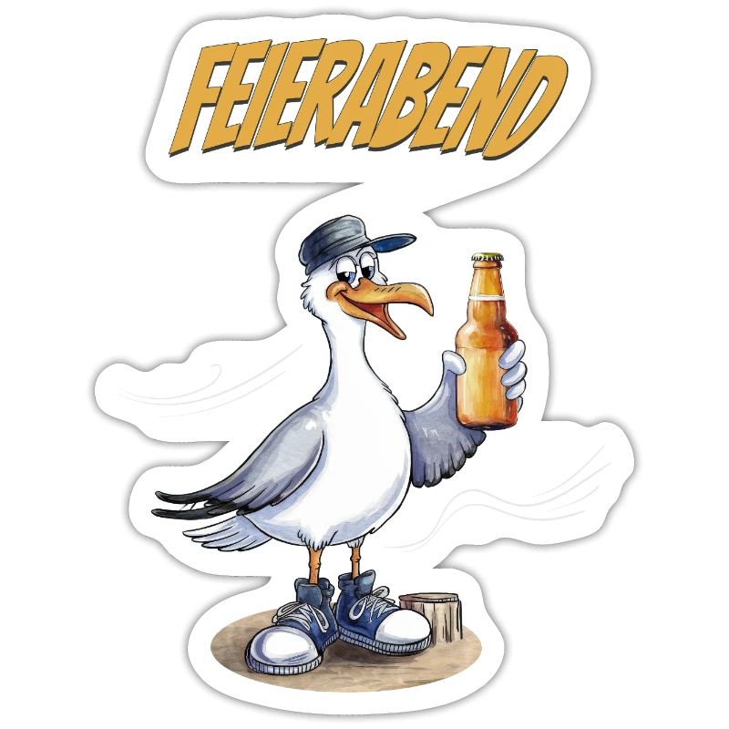 Feierabend Möwe Bierlustig Spruch