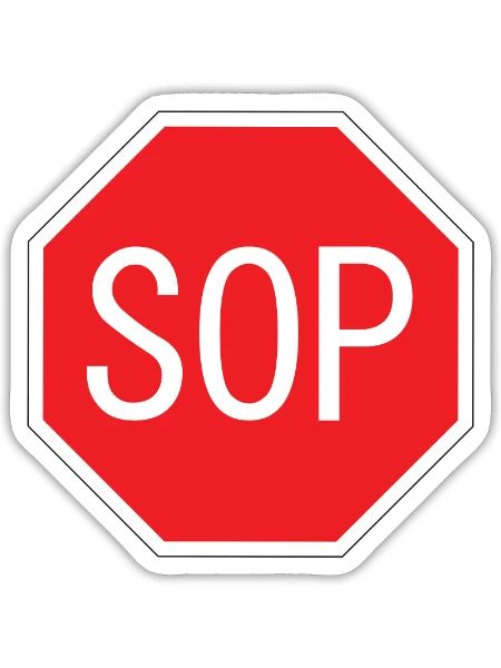 SOP Schild - Sticker Größe S (10 x 10 cm) - Mattweiß - Vorne