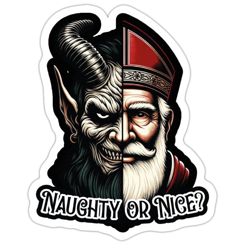 "Frecher oder netter Weihnachtsmann mit zwei Gesichtern VS Krampus