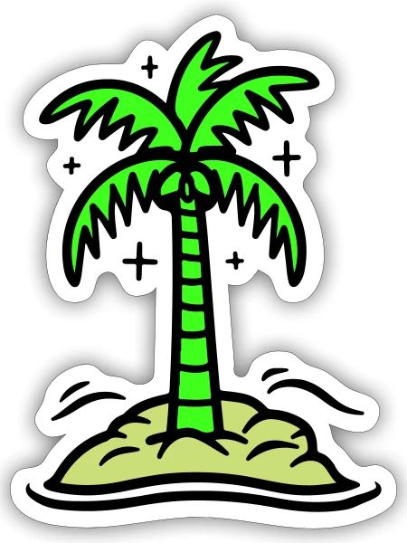 Icône de Palm Island Été - Sticker taille S (10 x 10 cm) - blanc mat - Devant