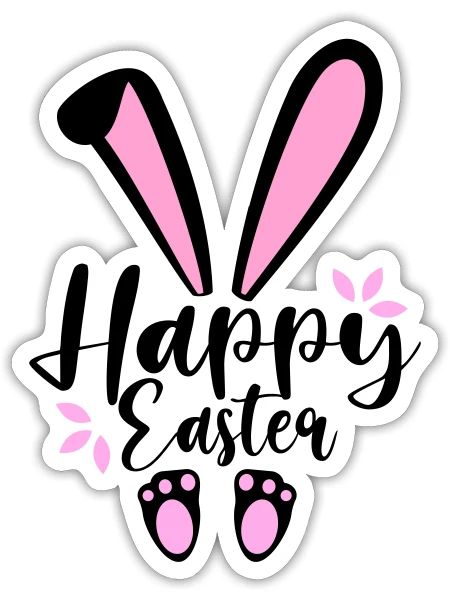 Joyeux lapin de Pâques - Sticker taille S (10 x 10 cm) - blanc mat - Devant