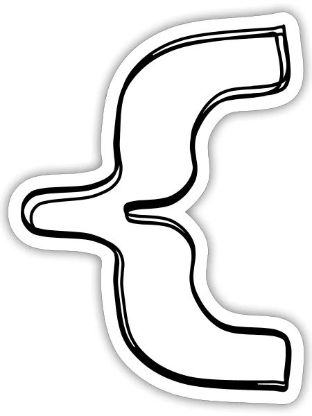 Geschweifte Klammer handgezeichnet - Sticker Größe S (10 x 10 cm) - Mattweiß - Vorne