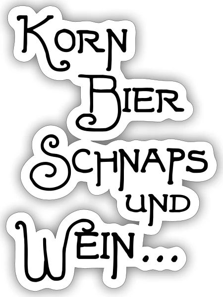 Korn Bier Schnaps - Sticker Größe S (10 x 10 cm) - Mattweiß - Vorne