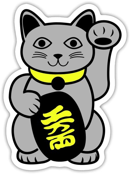 Maneki Waving Chat - Sticker taille S (10 x 10 cm) - blanc mat - Devant