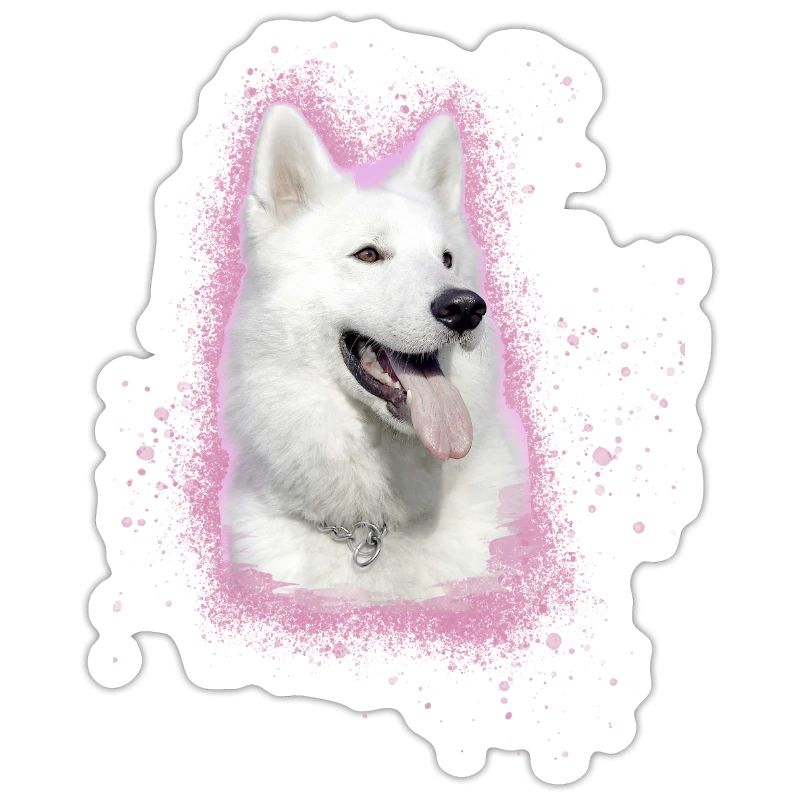 white shepherd,shepherd,dog,graffiti,pink