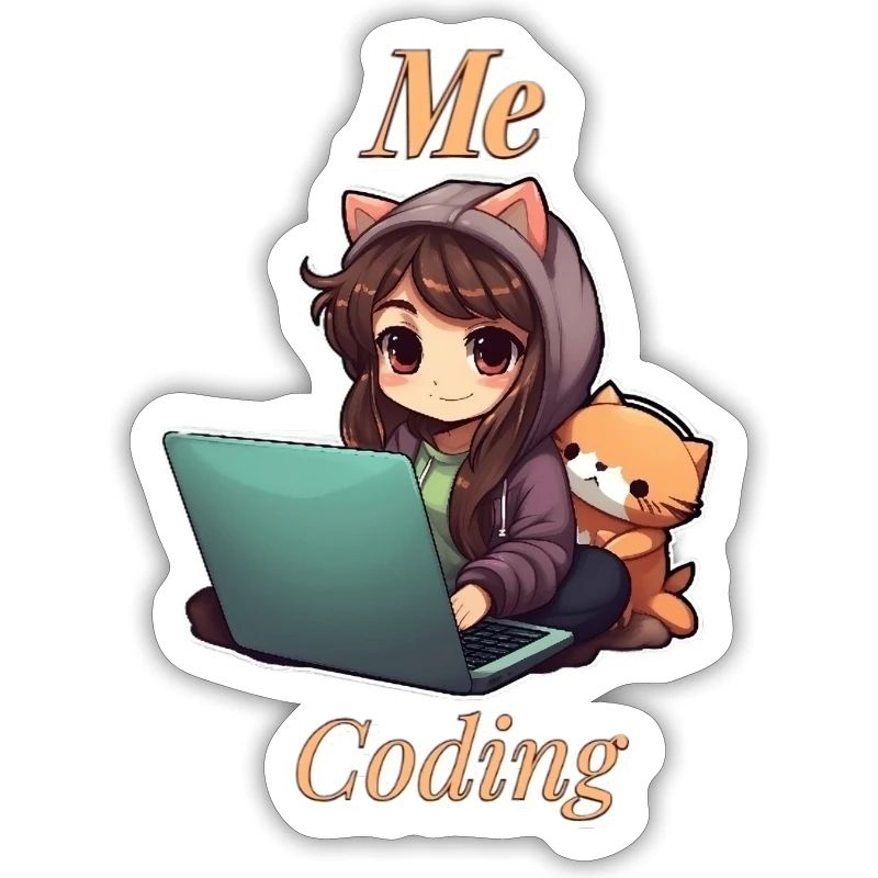 "Code Cutie: Anime-inspired Girl Coding"