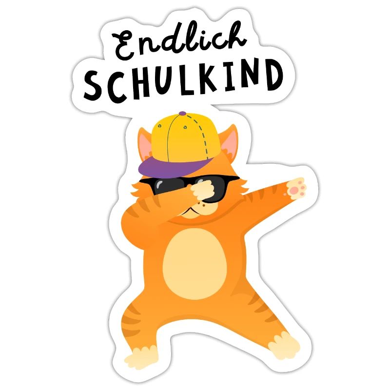 Endlich Schulkind Katze Dab Einschulung