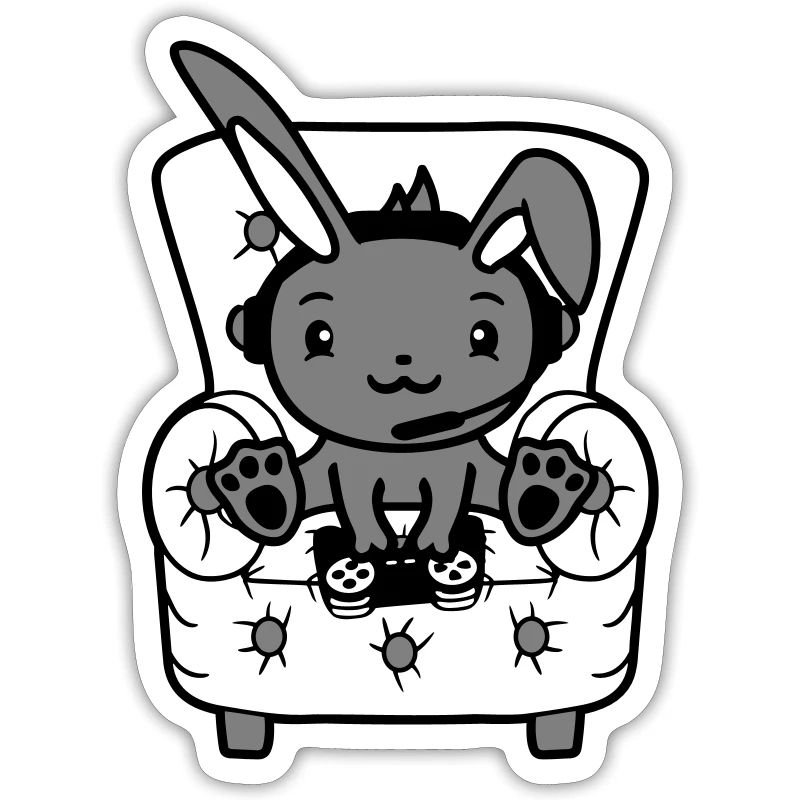 Bunny Playing Controller Console Headset Gamer Nerd