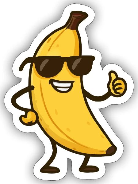 Bande dessinée banane - Sticker taille S (10 x 10 cm) - blanc mat - Devant