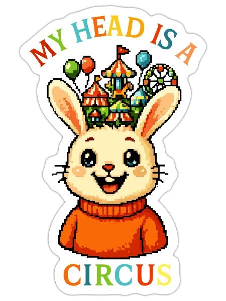 My Head is a Circus - Sticker size S (10 x 10 cm) - white matte - Front