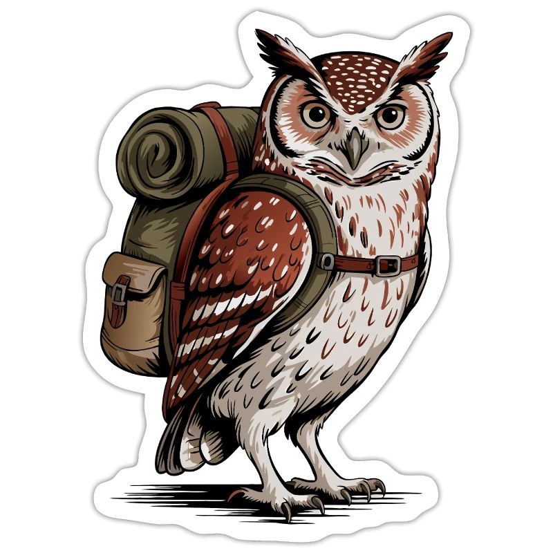 Forest owl with backpack