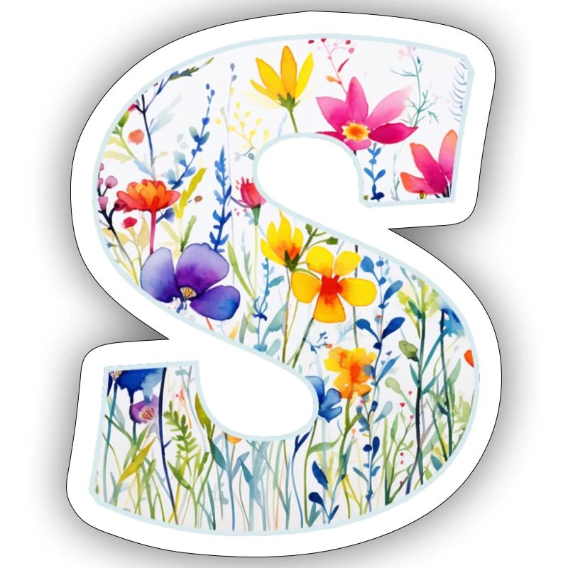 Letter S, Monogram, Floral Pattern