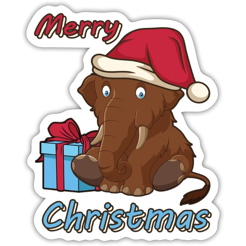 Conception de dessin animé de cadeau de Noël d'éléphant de mammouth