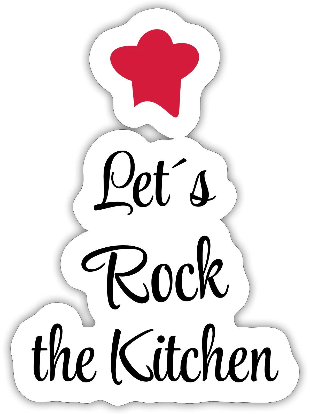 Let`s rock the Kitchen - Sticker Größe S (10 x 10 cm) - Mattweiß - Vorne