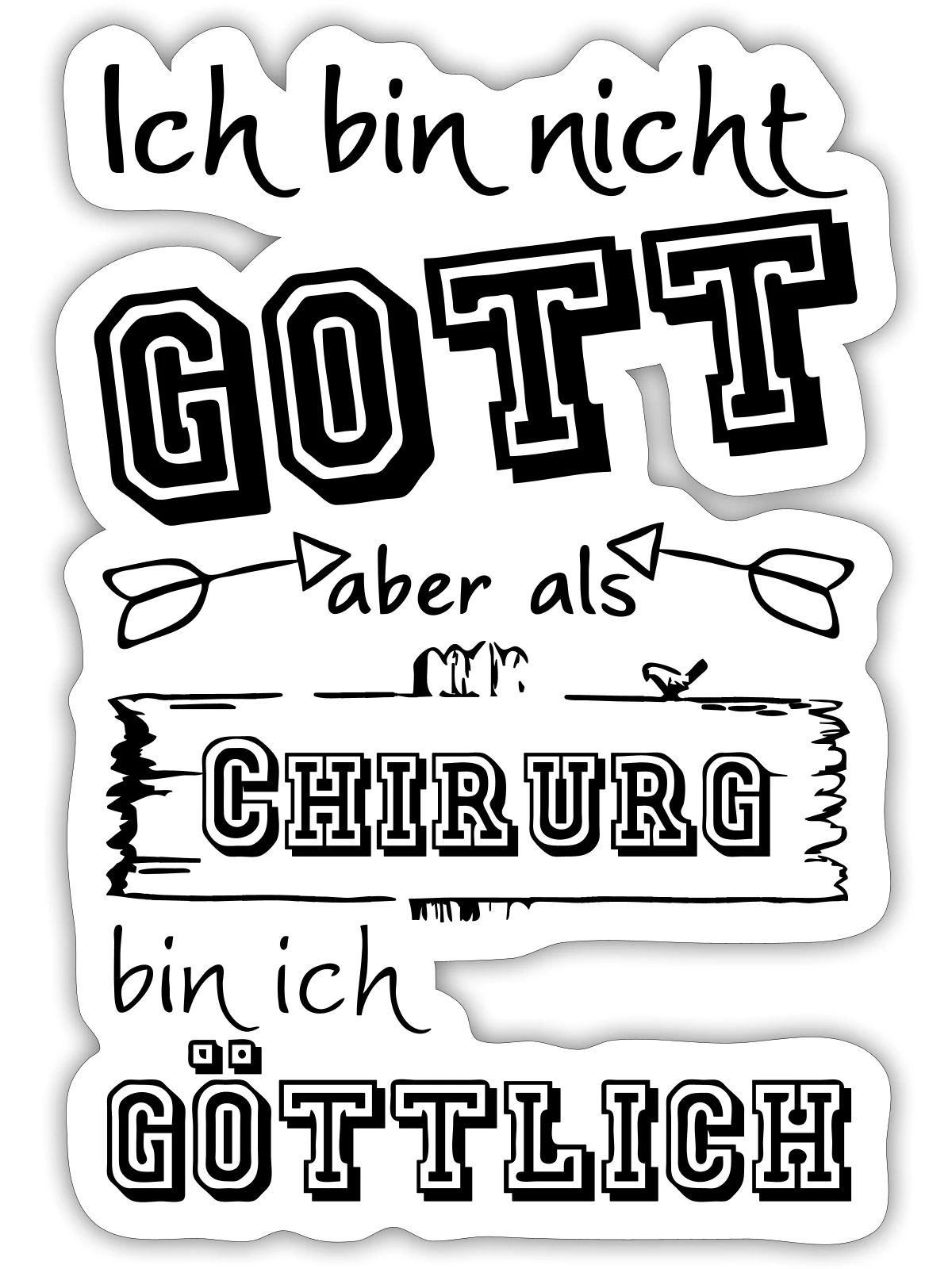 Göttlicher Chirurg Geschenk - Sticker Größe S (10 x 10 cm) - Mattweiß - Vorne