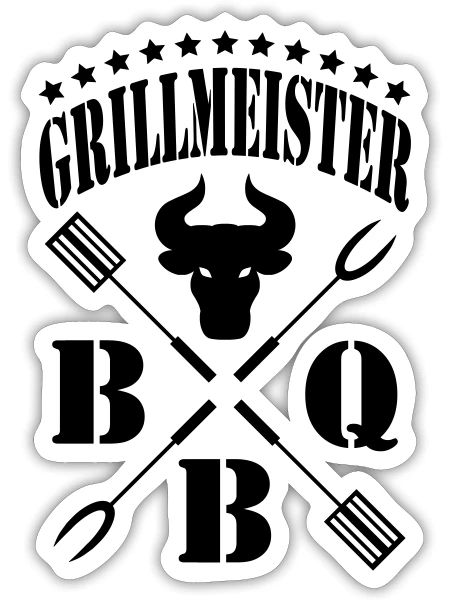 Grillmeister - Sticker Größe S (10 x 10 cm) - Mattweiß - Vorne