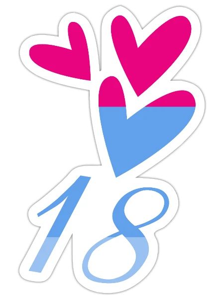 18. 18 YEARS OLD. 18th ANNIVERSARY. BIRTHDAY 18 YEARS. - Sticker size S (10 x 10 cm) - white matte - Front