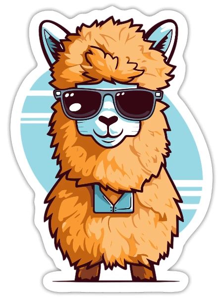 Süßes Alpaka - Sticker Größe S (10 x 10 cm) - Mattweiß - Vorne