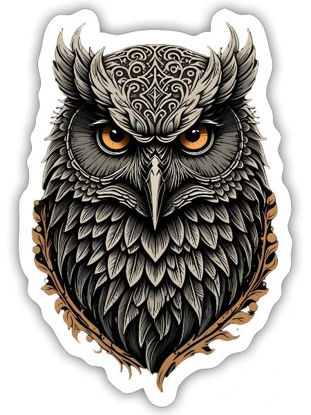 Eule - Sticker Größe S (10 x 10 cm) - Mattweiß - Vorne