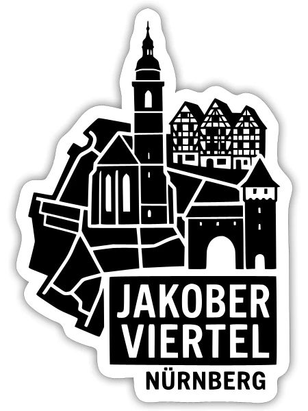 Jakober Viertel Jakobsviertel Nürnberg Silhouette - Sticker Größe S (10 x 10 cm) - Mattweiß - Vorne