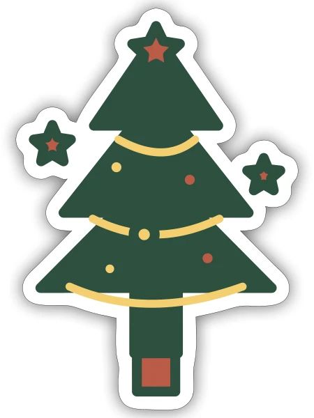 Minimaler Weihnachtsbaum mit Lichtern - Sticker Größe S (10 x 10 cm) - Mattweiß - Vorne