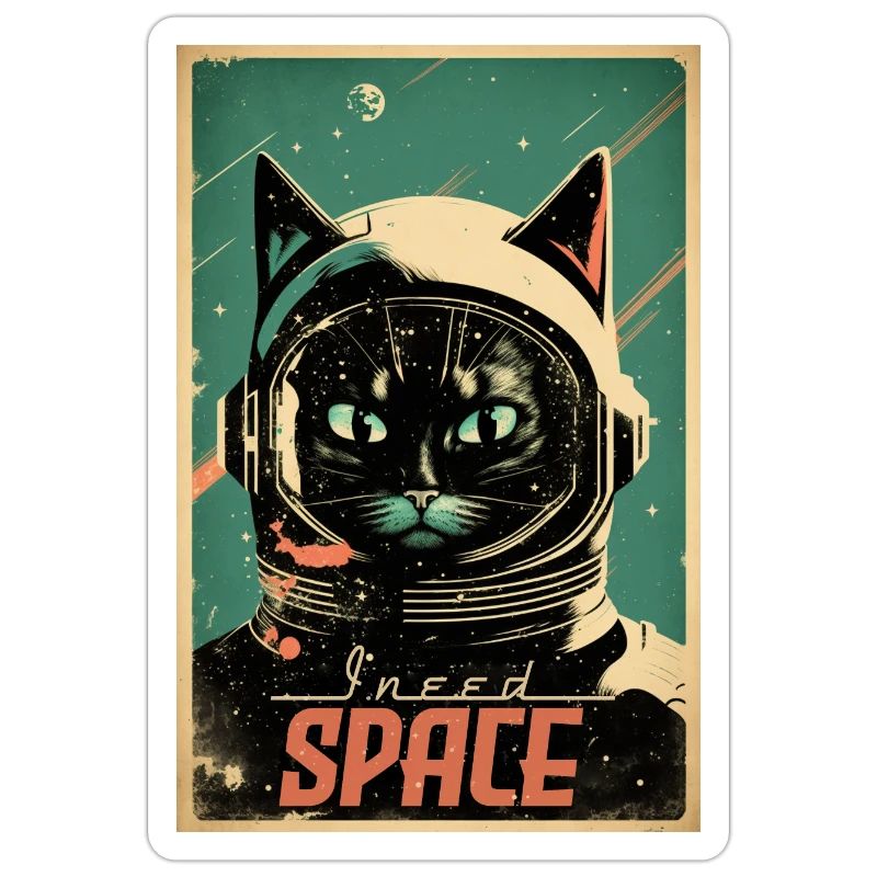 Affiche spatiale rétro de style rétro de l’astronaute chat