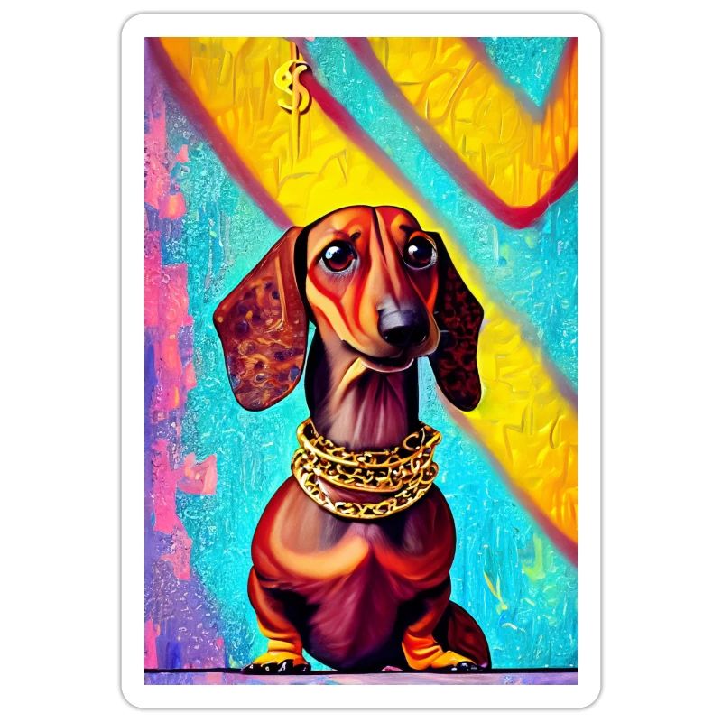 Impression pop art moderne | Teckel avec graffiti coloré