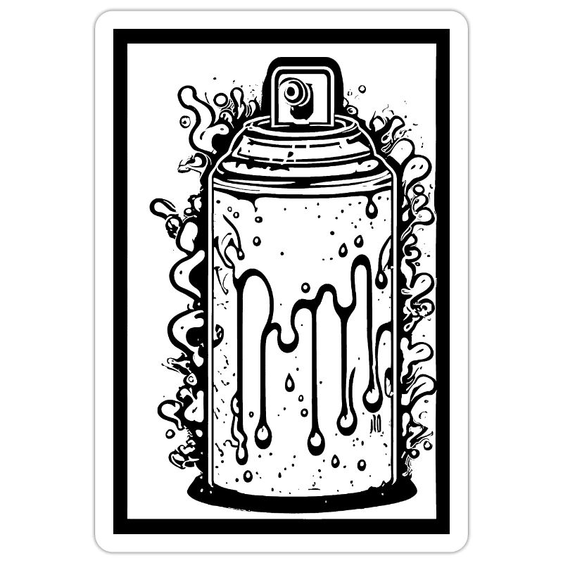 Comic spray can with drops in frame