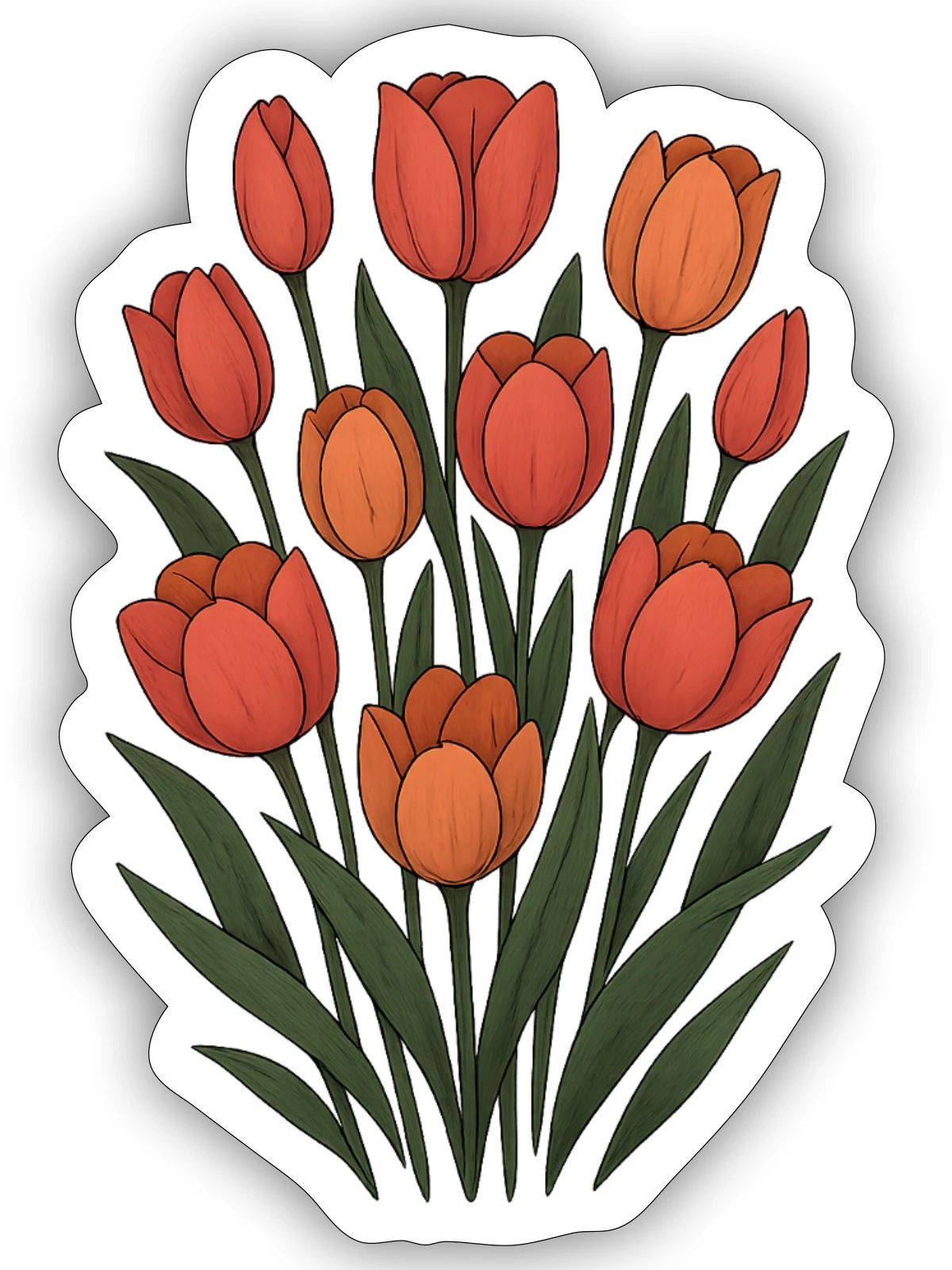Tulips - Sticker size S (10 x 10 cm) - white matte - Front