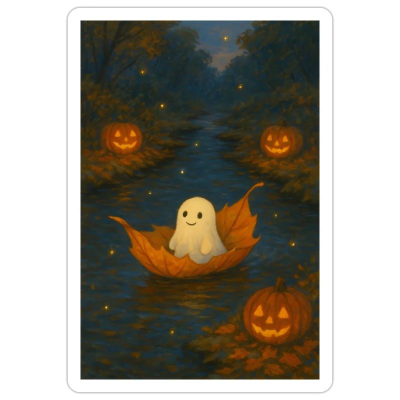 Fantôme mignon dans le feuillage d’automne