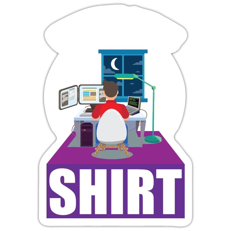 Night Shift Coder Programmer Desk Graphic